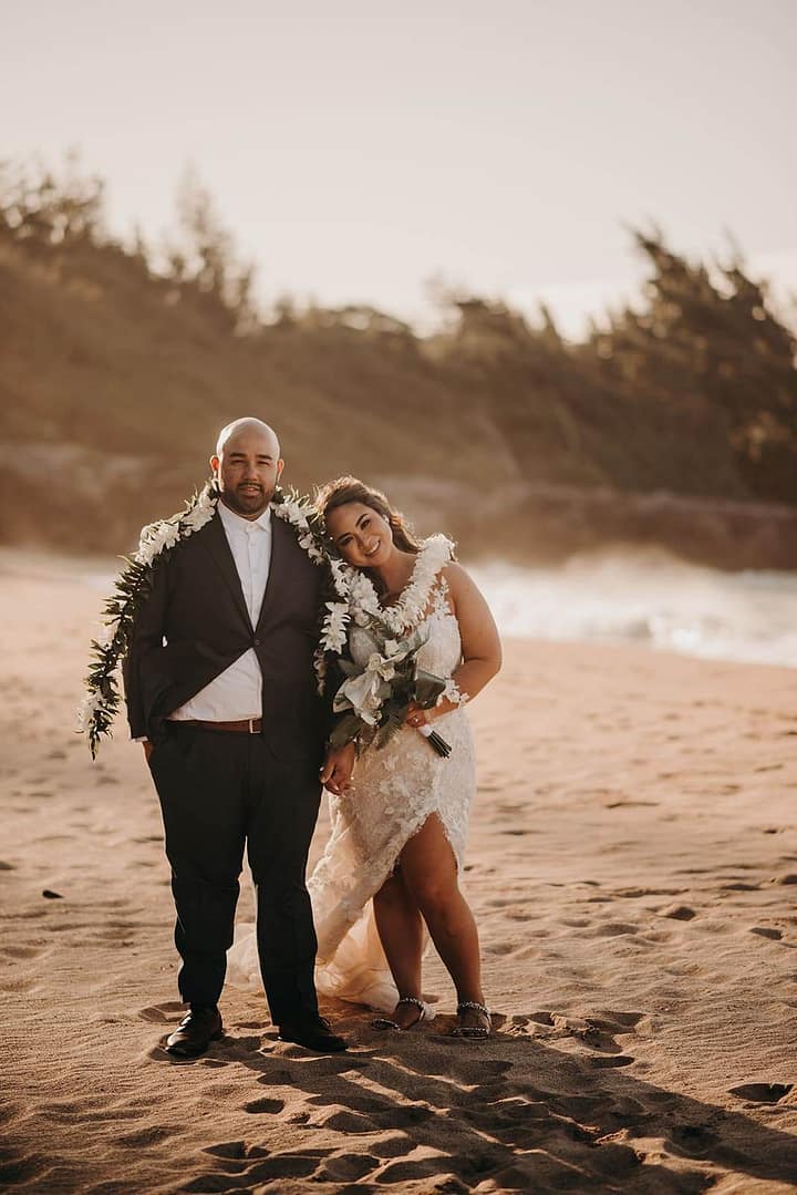 golden hour sunset elopement photos in Hawaii